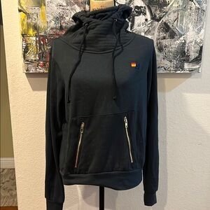 Aviator Nation Black Hoodie with Rainbow Patch New size S